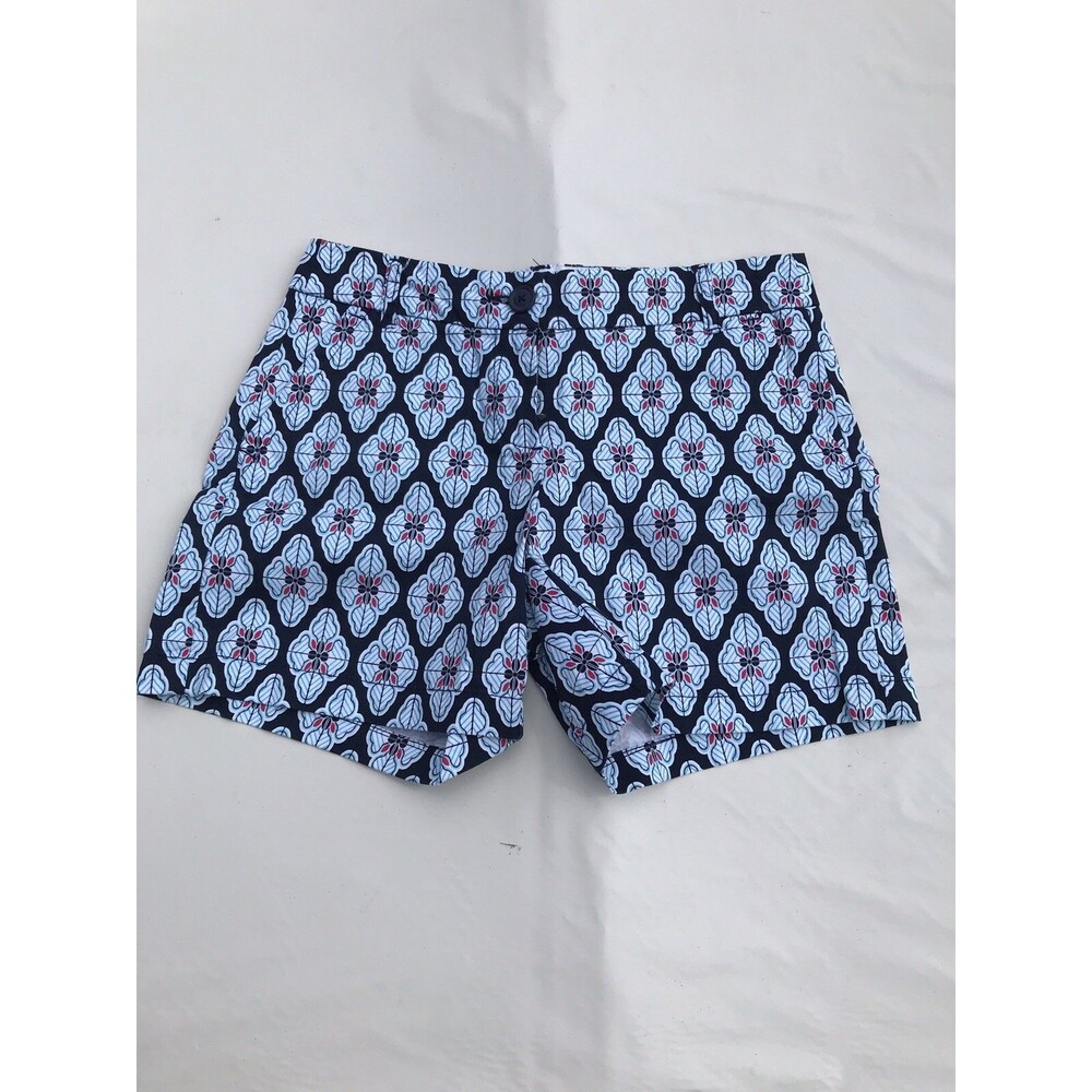 Crown & Ivy Shorts Womens Size 2 Blue Floral Flat Front Chino